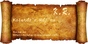 Koletár Róza névjegykártya